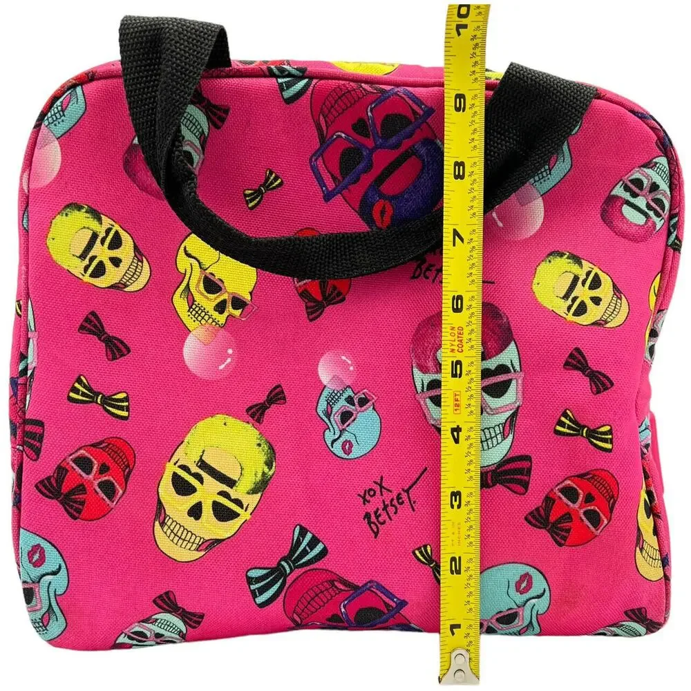 Betsey Johnson Pink Skull Sunglasses Bows Hats Lunch Cooler Tote Bag Insulated